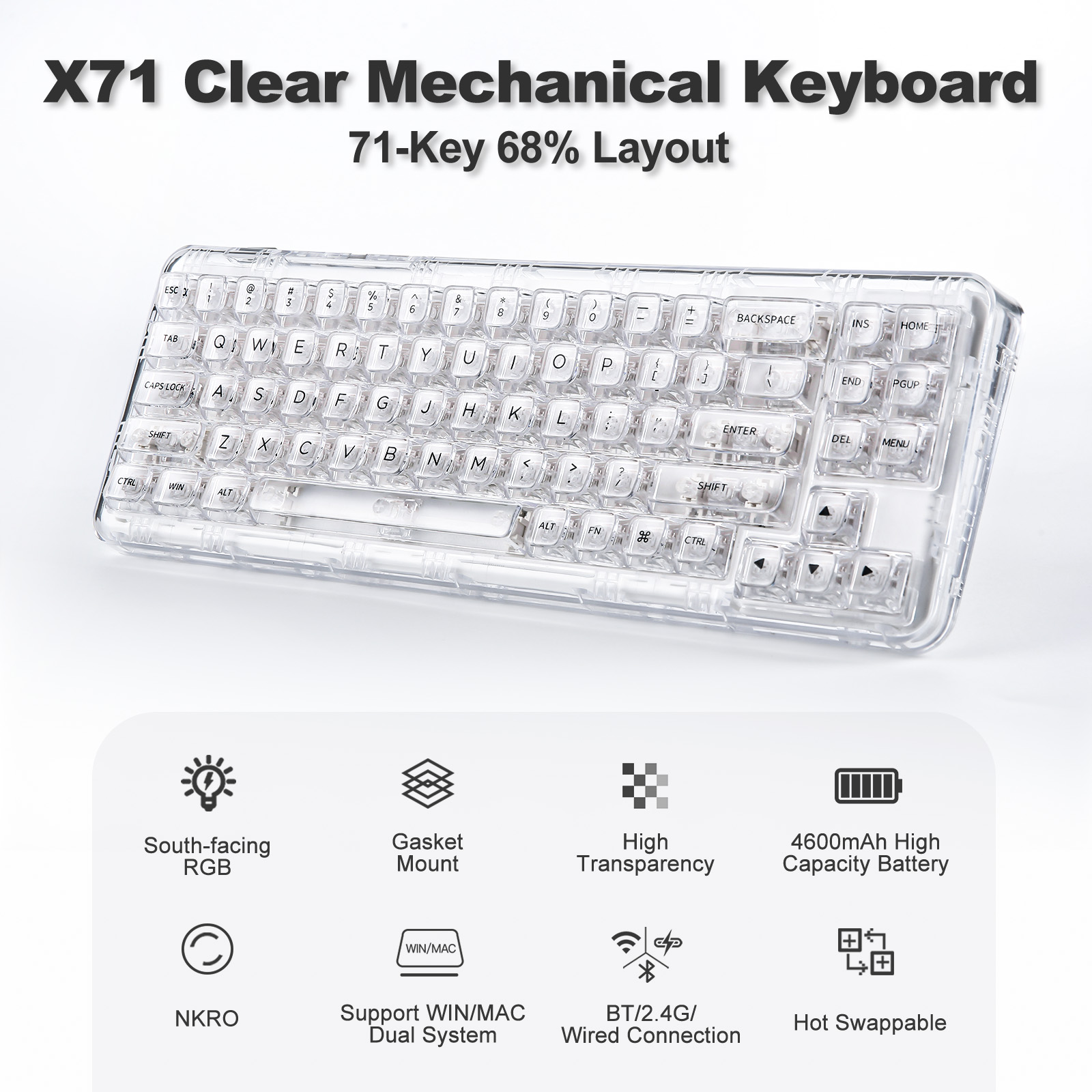 YUNZII X71 White 68% Layout Wi - Holy Stone Drone Hs175 ulasan dan harga