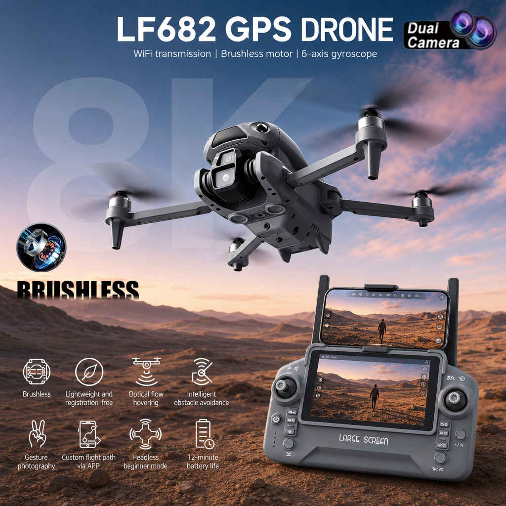 New LF682 Drone 8K Dual Camera - Drone Kit Professional ulasan dan harga